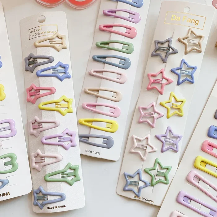10PCS New Cute Cartoon Heart Type Metal Candy Color Baby BB Clips Girls Hairpins Hair Clip 1