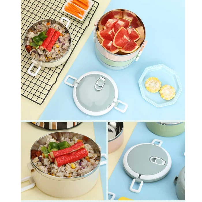 2 Layer Stainless Steel Lunch Box Food Portable Thermal Lunchbox Picnic Office Kids Workers School Japanese 5