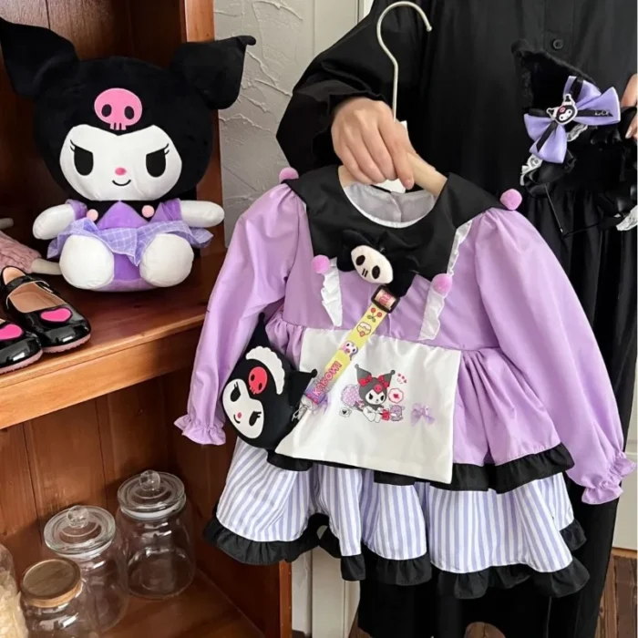 2023 New Sanrio Kuromi Baby Fall Clothes 2023 Girls Kids Lolita Dresses Party Dresses for Girls 2