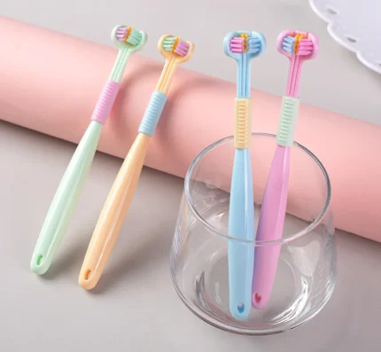3D Stereo Three Sided Toothbrush for Children s Tongue Scraper Deep Cleaning Ultra Fine Soft Hair 1
