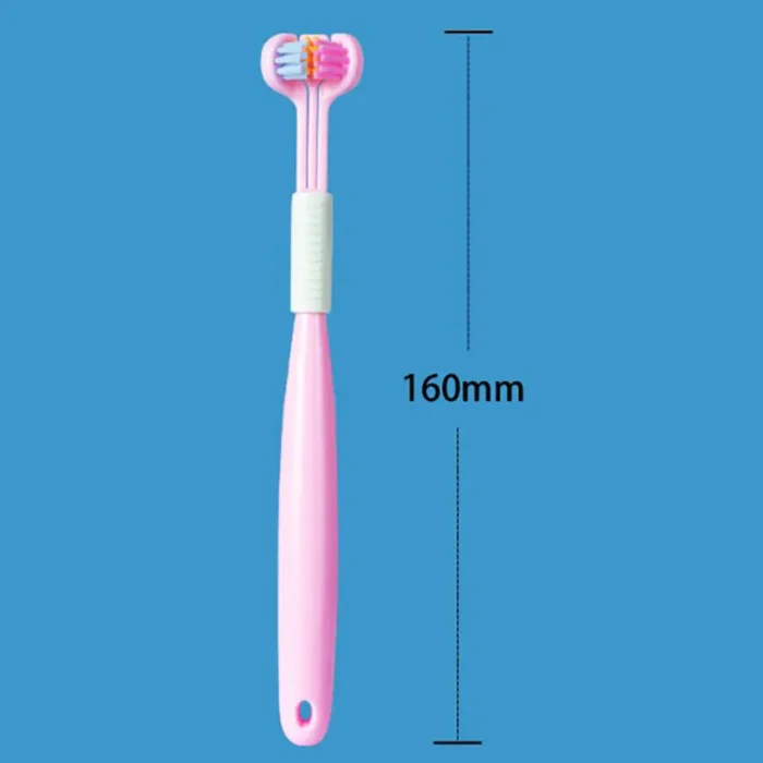 3D Stereo Three Sided Toothbrush for Children s Tongue Scraper Deep Cleaning Ultra Fine Soft Hair 4