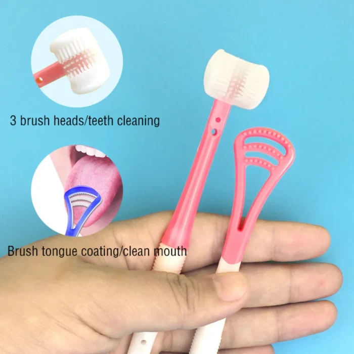3D Stereo Three Sided Toothbrush for Children s Tongue Scraper Deep Cleaning Ultra Fine Soft Hair 5