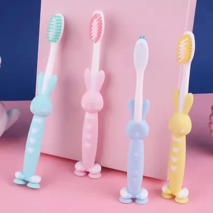 4Pcs set Baby Toothbrush Cute Cartoon Toothbrush for Children Bamboo Charcoal Short Handle Children s Toothbrush 1