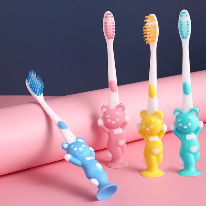 4Pcs set Baby Toothbrush Cute Cartoon Toothbrush for Children Bamboo Charcoal Short Handle Children s Toothbrush 2
