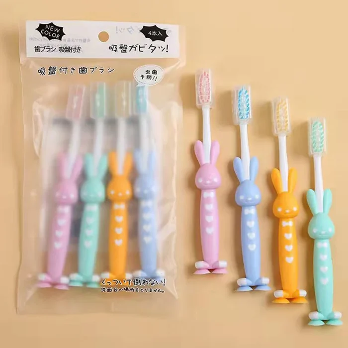 4Pcs set Baby Toothbrush Cute Cartoon Toothbrush for Children Bamboo Charcoal Short Handle Children s Toothbrush 4