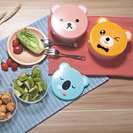 4pcs Cute Bento Box for Children Outdoor Food Storage Container School Office Picnic Plastic Cartoon Student 1