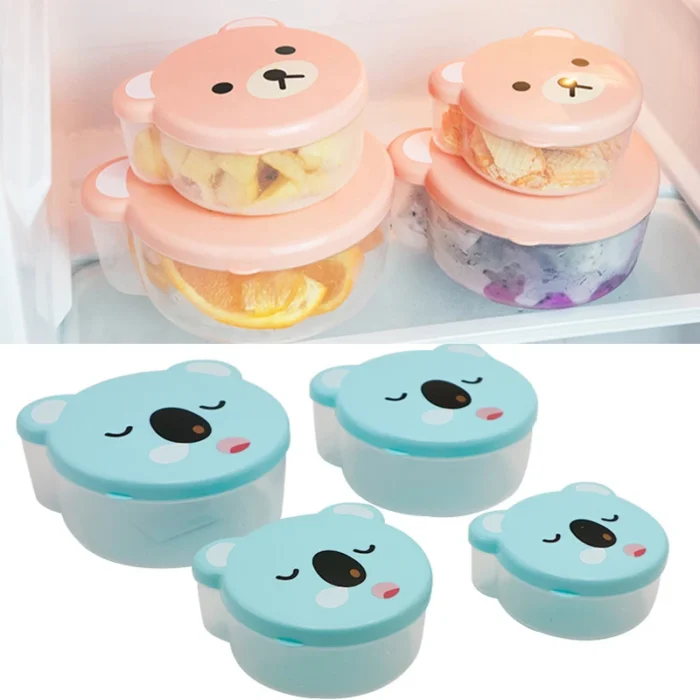 4pcs Cute Bento Box for Children Outdoor Food Storage Container School Office Picnic Plastic Cartoon Student 2