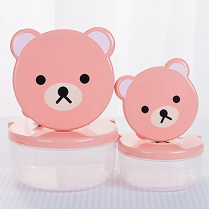 4pcs Cute Bento Box for Children Outdoor Food Storage Container School Office Picnic Plastic Cartoon Student 5
