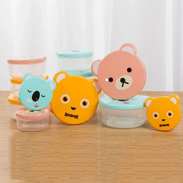 4pcs Cute Bento Box for Children Outdoor Food Storage Container School Office Picnic Plastic Cartoon Student