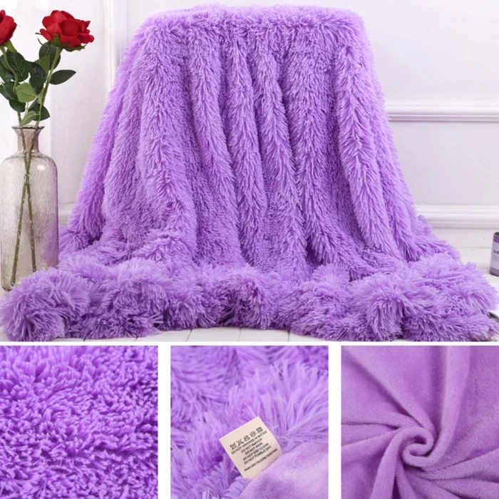 80x120cm Soft Blanket Fluffy Shaggy Warm Bed Sofa Bedspread Bedding Sheet Throw Blanket Solid Color Blanket 2