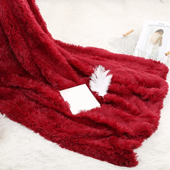 80x120cm Soft Blanket Fluffy Shaggy Warm Bed Sofa Bedspread Bedding Sheet Throw Blanket Solid Color Blanket 3