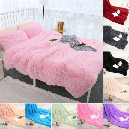 80x120cm Soft Blanket Fluffy Shaggy Warm Bed Sofa Bedspread Bedding Sheet Throw Blanket Solid Color Blanket