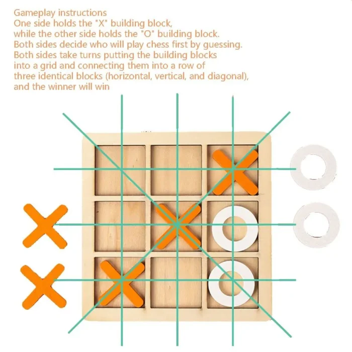 And Crosses Developing Intelligent Educational Toys Puzzle Table Game Montessori Wooden Toy Tic Tac Toe Game 4