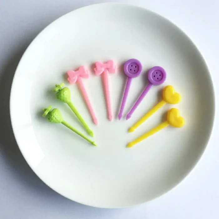 Animal Food Picks Food Grade Plastic Mini Forks Cartoon Dinosaurs Fruit Fork Lunch Bento Box for 3