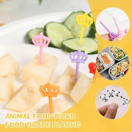 Animal Food Picks Food Grade Plastic Mini Forks Cartoon Dinosaurs Fruit Fork Lunch Bento Box for