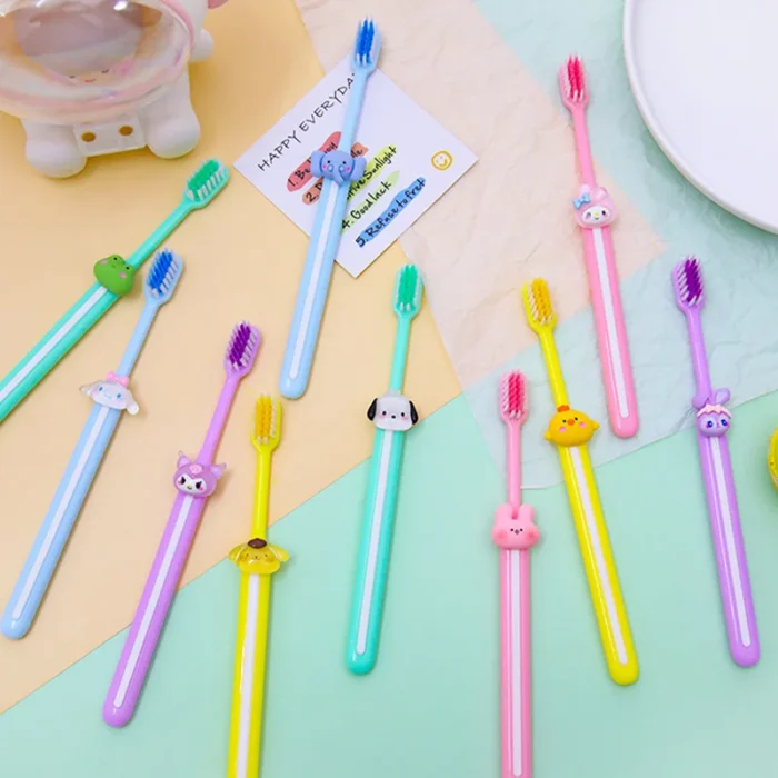 Anime Sanrios Cartoon Kuromi Cinnamoroll Soft Bridle Toothbrush Kawaii Candy Color Adult Children s Home Tooth 1