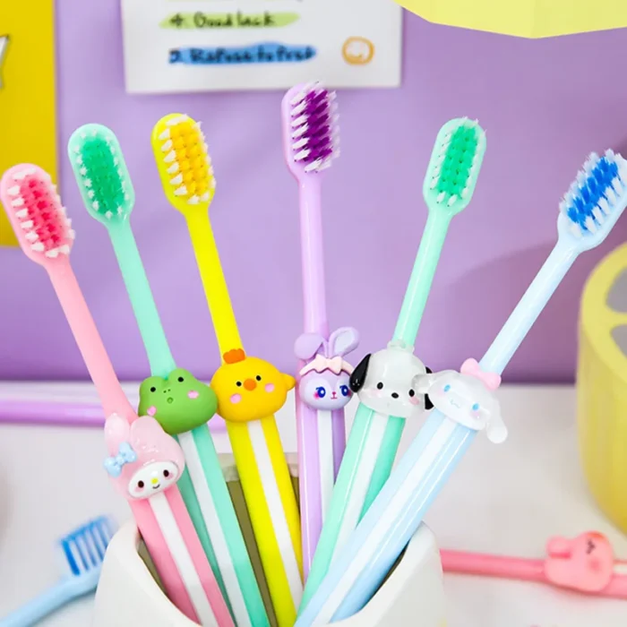 Anime Sanrios Cartoon Kuromi Cinnamoroll Soft Bridle Toothbrush Kawaii Candy Color Adult Children s Home Tooth 2