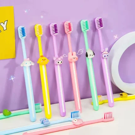 Anime Sanrios Cartoon Kuromi Cinnamoroll Soft Bridle Toothbrush Kawaii Candy Color Adult Children s Home Tooth
