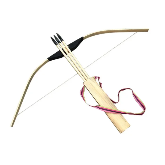 Bamboo Wooden Bow Children Bows And Arrows With 3 Safety Arrow Quiver Arm Guard Set For 1