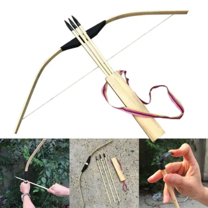 Bamboo Wooden Bow Children Bows And Arrows With 3 Safety Arrow Quiver Arm Guard Set For