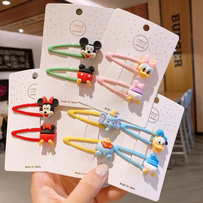 Disney Baby Kids Hair Accessories In Girls Wholesale Hairpins Cut Cartoon Snap Hair Pins and Clips