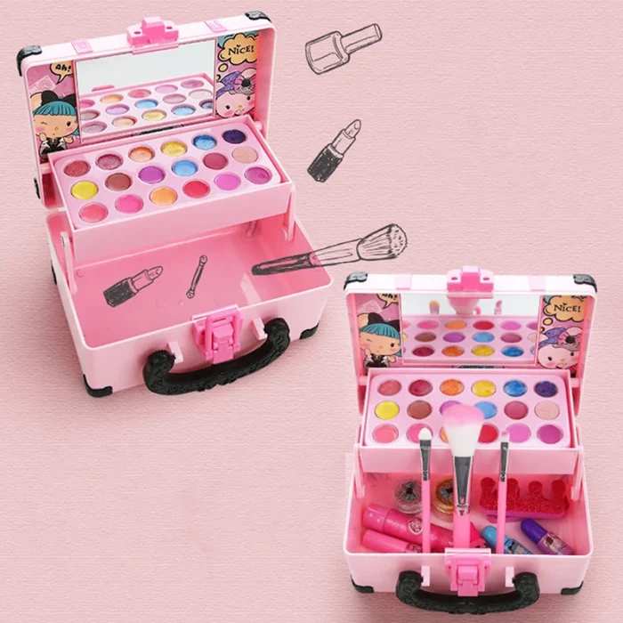 Girl Makeup Kit For Kids Washable Safe Cosmetics Toys Set Children Makeup Cosmetics Playing Box Play 3