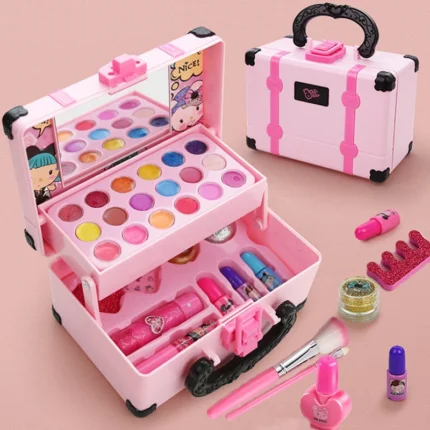 Girl Makeup Kit For Kids Washable Safe Cosmetics Toys Set Children Makeup Cosmetics Playing Box Play