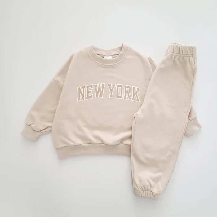 INS Kids Boys New York Sweatshirt Jogger Pants Set 2023 Autumn New Baby Girls Clothes Toddler 2
