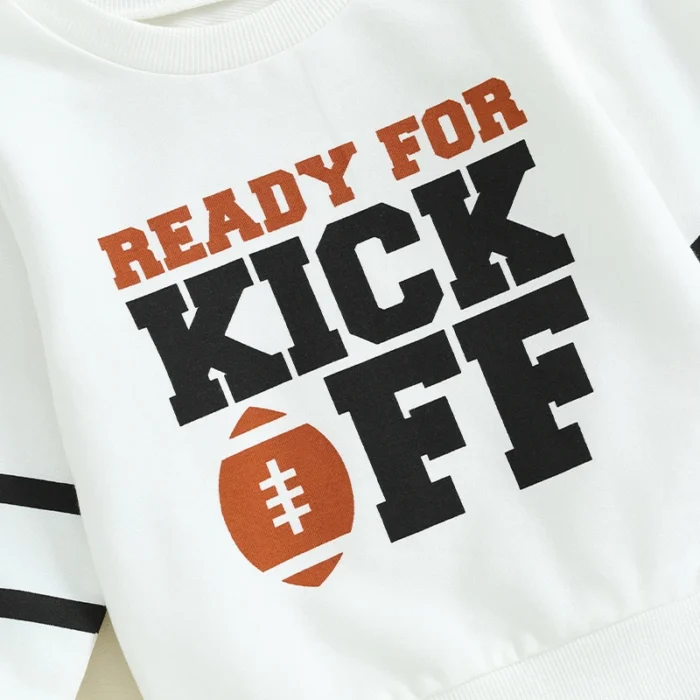 KMBANGI Toddler Boy Football Outfit Letter Long Sleeve Crew Neck Sweatshirt Jogger Pants 2PCS Set Fall 2