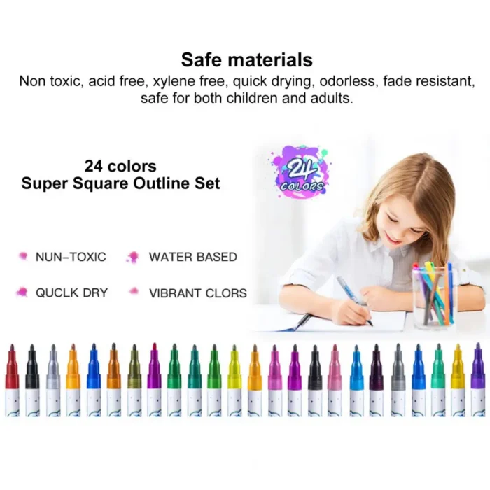 Liquid Outline Marker Double Line Glitter Liquid Mark Pen Kit for Diy Gift Tag Greeting Card 1