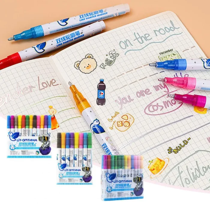Liquid Outline Marker Double Line Glitter Liquid Mark Pen Kit for Diy Gift Tag Greeting Card 3