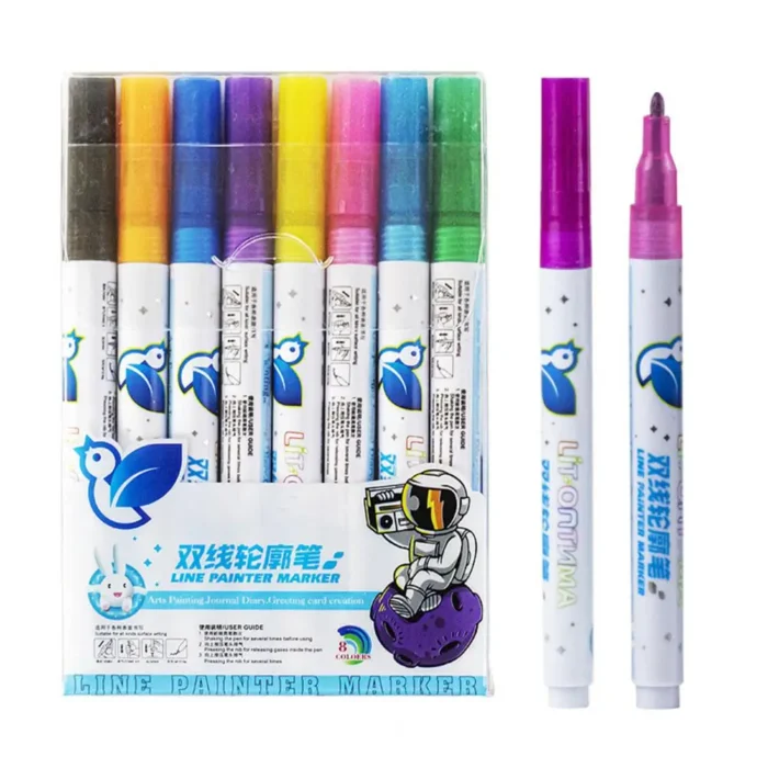 Liquid Outline Marker Double Line Glitter Liquid Mark Pen Kit for Diy Gift Tag Greeting Card 4