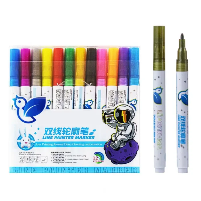 Liquid Outline Marker Double Line Glitter Liquid Mark Pen Kit for Diy Gift Tag Greeting Card 5