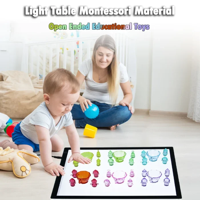 Montessori Light Table Education Toys Open Material Accessories Transparent Blocks Kids Math Learning Sensory Toys For 1
