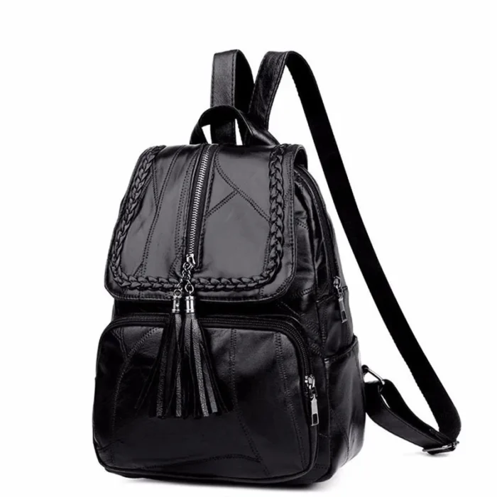 New Fashion Leisure Women s Simple Backpack Travel Soft Pu Leather Handbag Shoulder Bags for Women 1