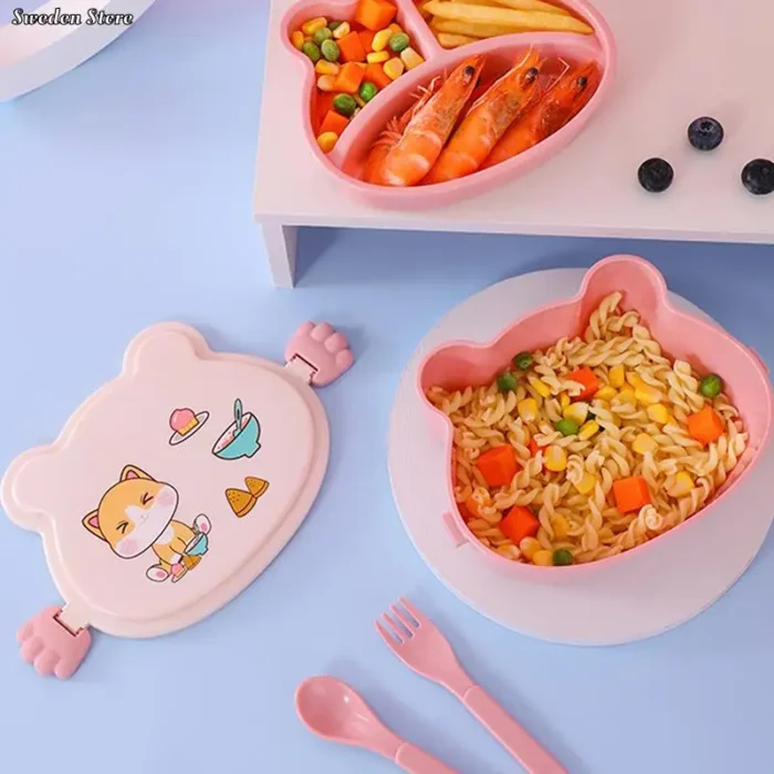 School Kids Portable Bento Lunch Box Leakproof Plastic Anime Microwave Food Container School Child Lunchbox 3