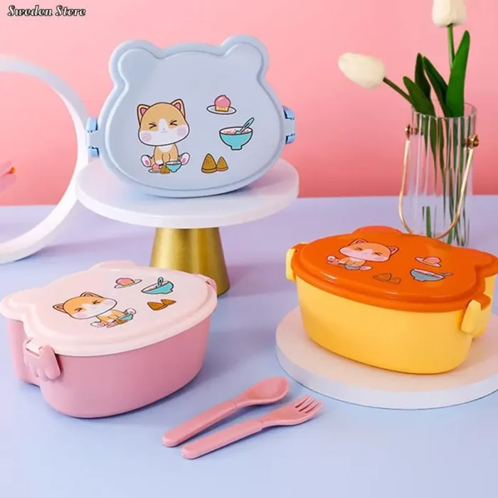 School Kids Portable Bento Lunch Box Leakproof Plastic Anime Microwave Food Container School Child Lunchbox 4