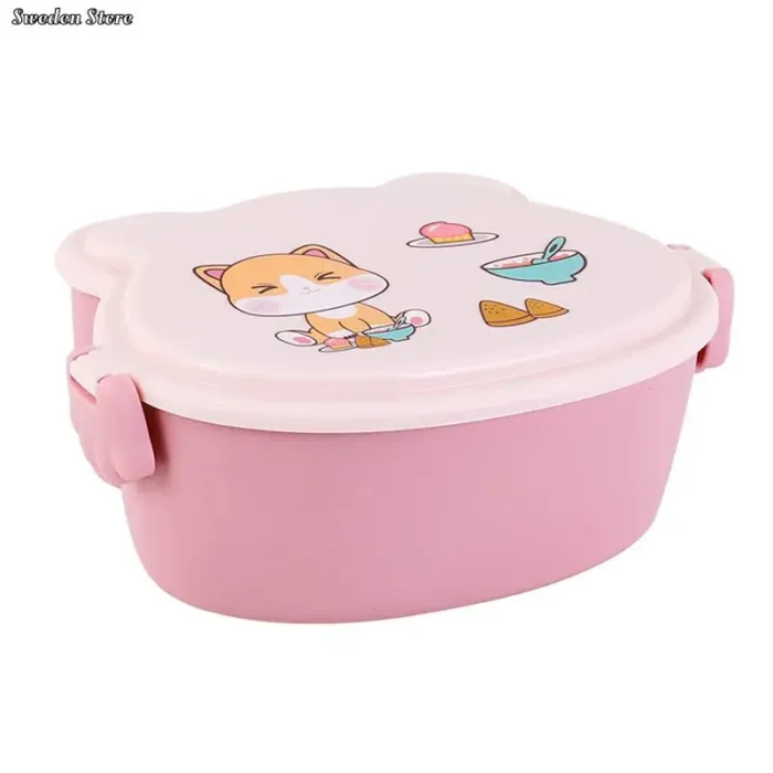 School Kids Portable Bento Lunch Box Leakproof Plastic Anime Microwave Food Container School Child Lunchbox 5