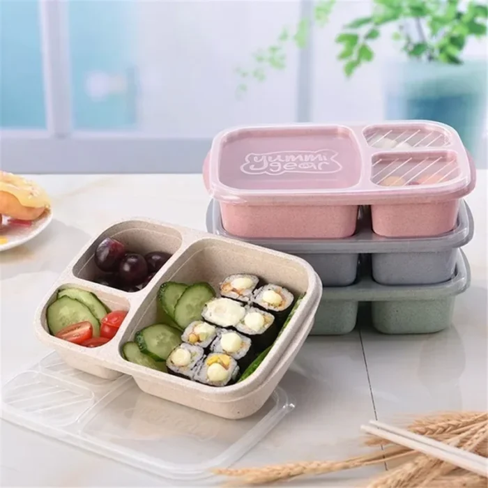 Silicone Portable Hermetic Lunch Box Food Storage Container Colorful Microwavable Picnic Camping Rectangle Outdoor Boxs for 2