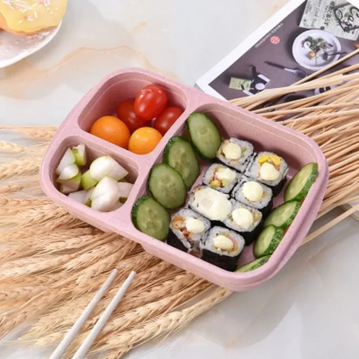 Silicone Portable Hermetic Lunch Box Food Storage Container Colorful Microwavable Picnic Camping Rectangle Outdoor Boxs for 3