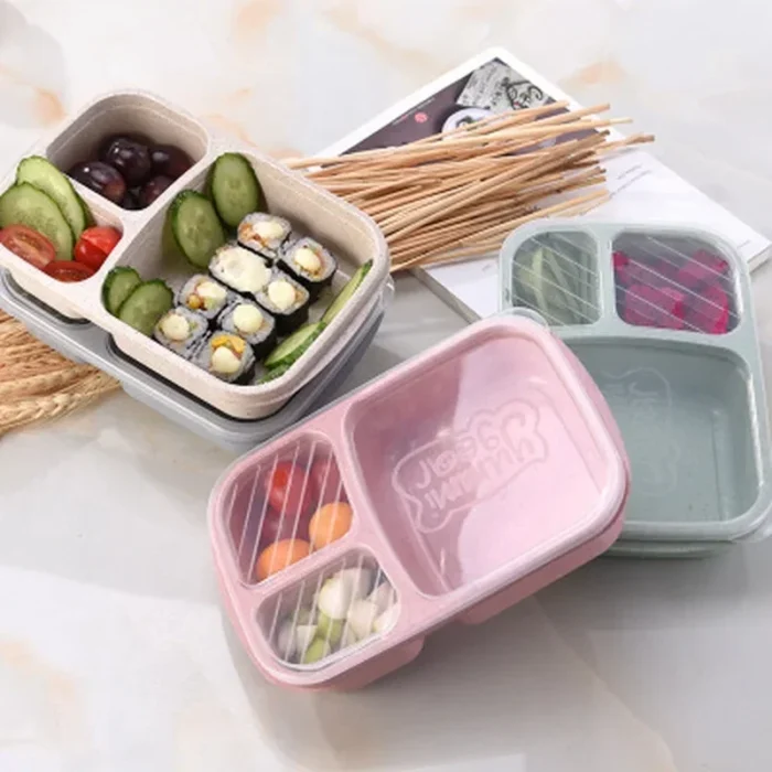 Silicone Portable Hermetic Lunch Box Food Storage Container Colorful Microwavable Picnic Camping Rectangle Outdoor Boxs for