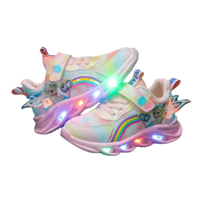 Sneakers Disney Frozen Girls Casual Shoes Up LED Light Cartoon Elsa Princess Shoes Baby Toddler Shoes 5